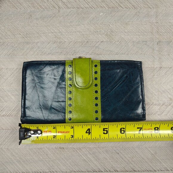 Vintage Rolfs Women's Genuine Leather Wallet Blue Green Cowhide Clutch Coin - Picture 3 of 8